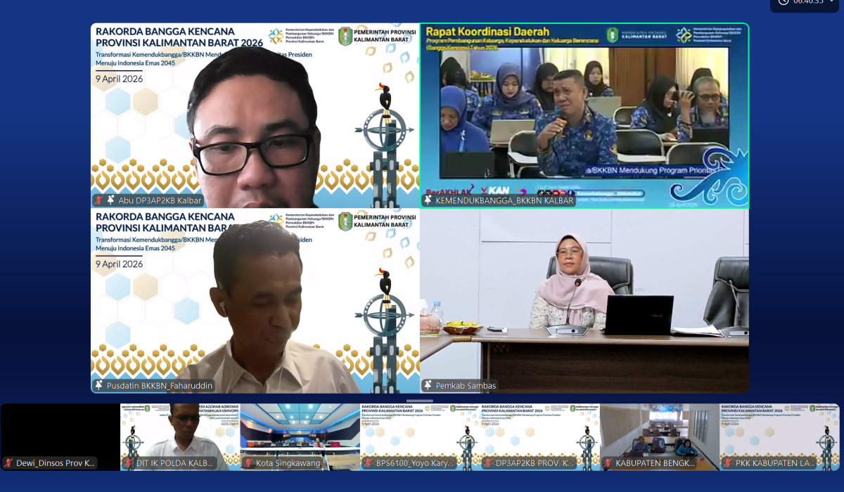 Dinas Kominfo Kabupaten Sambas Fasilitasi Rakorda Bangga Kencana 2026 via Zoom Meeting